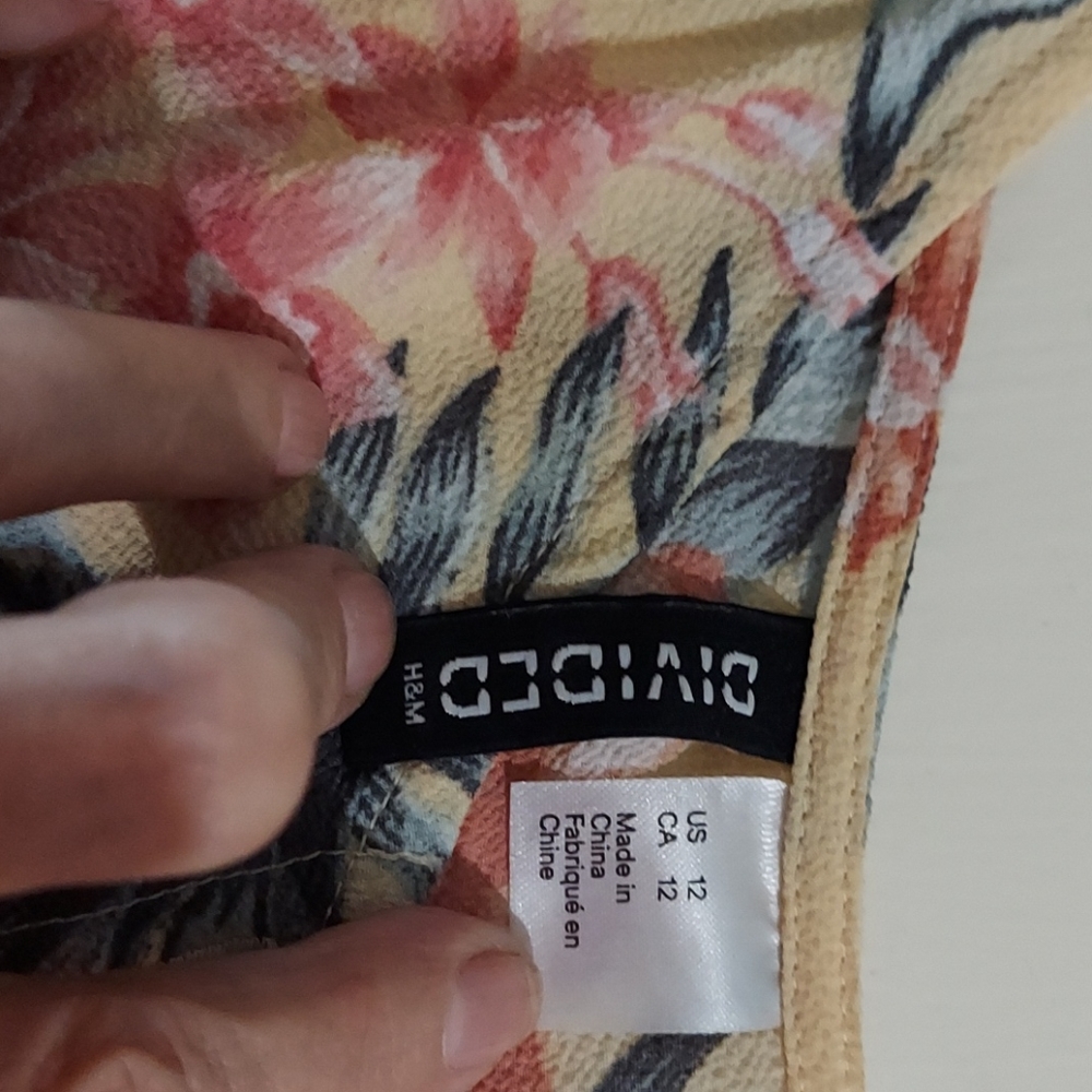 H&M Floral Button Front Summer Dress Orchid Yellow